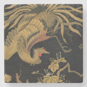 Dessous-de-verre En Pierre Vintage Phoenix Gold Black Bird japonais