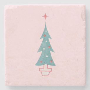 Dessous-de-verre En Pierre Vintage Pink Christmas Tree Céramique