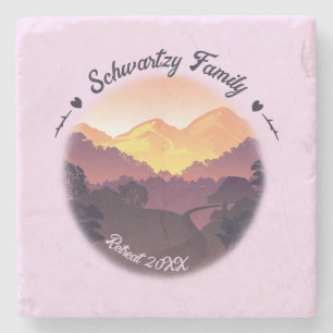 Dessous-de-verre En Pierre Vintage Purple Jaune Farmhouse Mountain Sunset