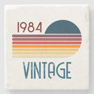 Dessous-de-verre En Pierre Vintage Retro Stripe Sun 1984