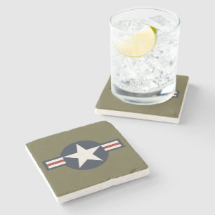 Dessous-de-verre En Pierre Vintage rouge blanc bleu USAAF Insignia Star Bars