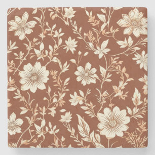 Dessous-de-verre En Pierre Vintage Terracotta sans mer Boho motif floral