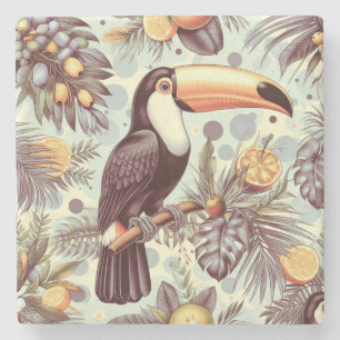 Dessous-de-verre En Pierre Vintage Toucan Tropical Motif