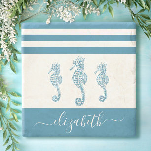 Dessous-de-verre En Pierre Vintage turquoise seahorse beach nom du script de