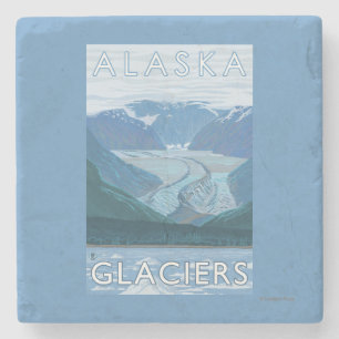 Dessous-de-verre En Pierre Vintage voyage de scène de glacier d'AlaskaLarge