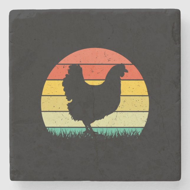 Dessous-de-verre En Pierre Vintaison rétro au poulet (Devant)