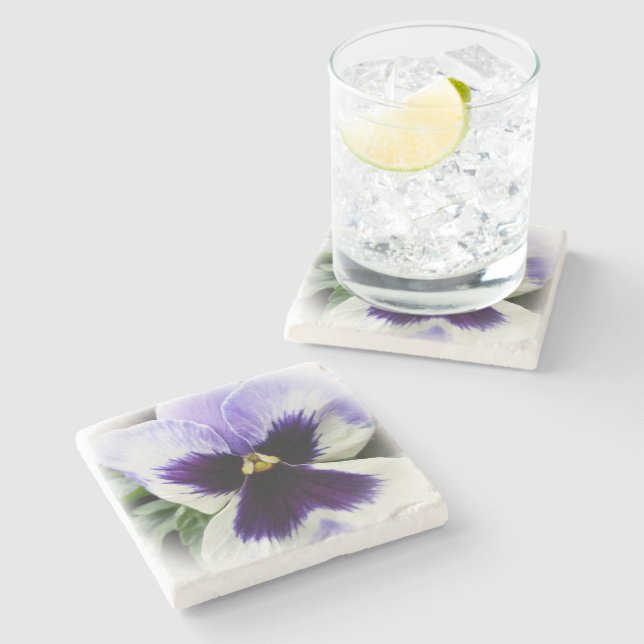 Dessous-de-verre En Pierre violet profond sur blanc (Côté)