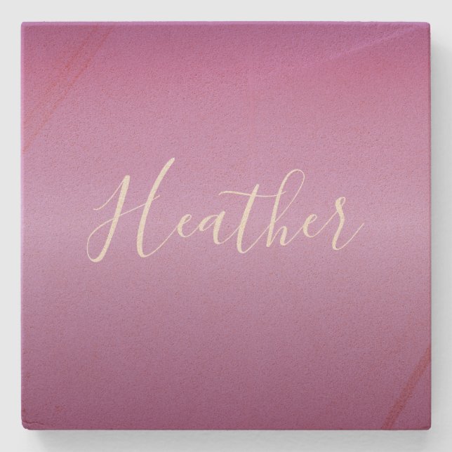 Dessous-de-verre En Pierre Violet violet et script blanc personnalisé (Devant)