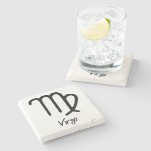 Dessous-de-verre En Pierre Virgo Zodiac Connexion Arrière - plan blanc