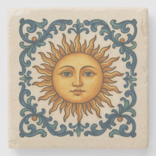 Dessous-de-verre En Pierre Visage Italien du Soleil