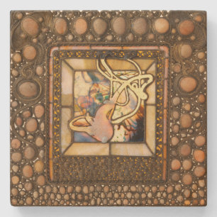 Dessous-de-verre En Pierre Vitrail art nouveau abstrait fenêtre de courge