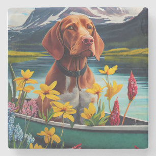 Dessous-de-verre En Pierre Vizsla sur une pagaie : Une aventure pittoresque