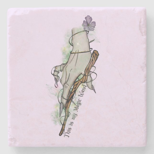 Dessous-de-verre En Pierre Voici Ma Baguette Magique - Main De Sorcière Gothi (Devant)