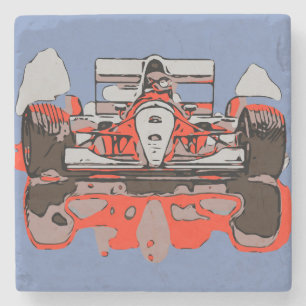 DESSOUS-DE-VERRE EN PIERRE VOITURE DE COURSE - MAÎTRE DE PLUIE