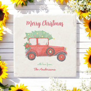 Dessous-de-verre En Pierre Voiture de Noël Red Truck