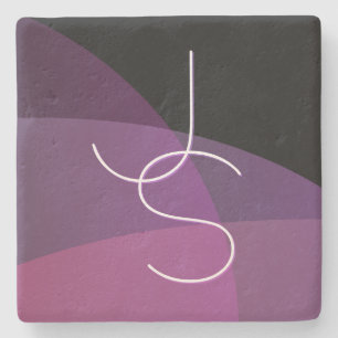 Dessous-de-verre En Pierre Vos initiales de chevauchement Moderne violet et