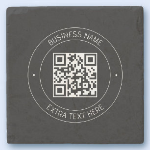Dessous-de-verre En Pierre Votre code QR & Texte modifiable Noir & Blanc