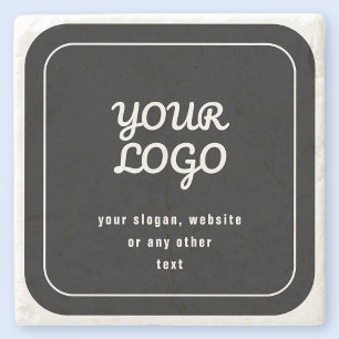 Dessous-de-verre En Pierre Votre logo et slogan ou autre texte Noir et blan