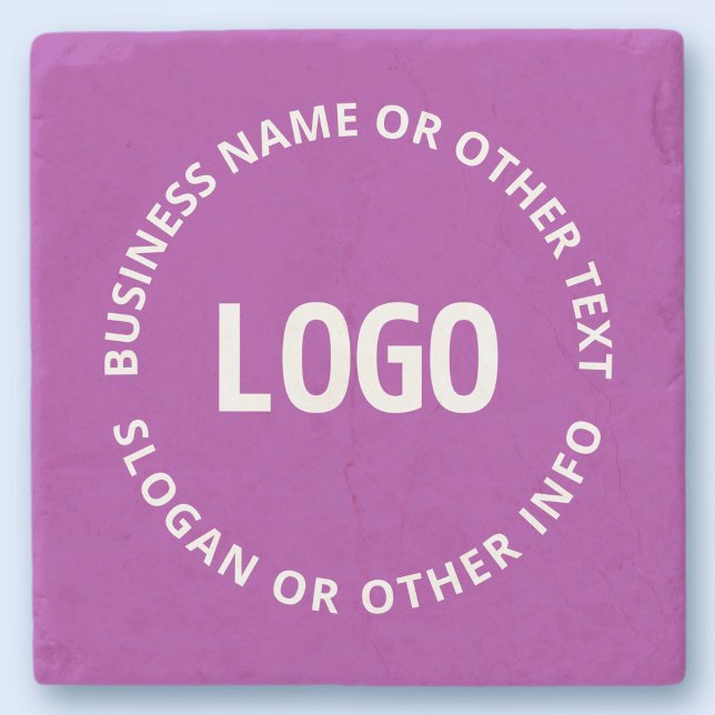 Dessous-de-verre En Pierre Votre logo et votre texte personnalisable | Violet (Créateur téléchargé)
