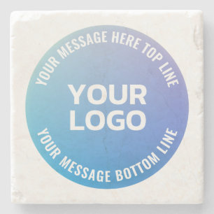 Dessous-de-verre En Pierre Votre logo   Ombre bleue à violet et texte circula