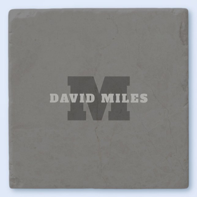 Dessous-de-verre En Pierre Votre nom ou nom commercial | Masculine moderne Gr (Créateur téléchargé)