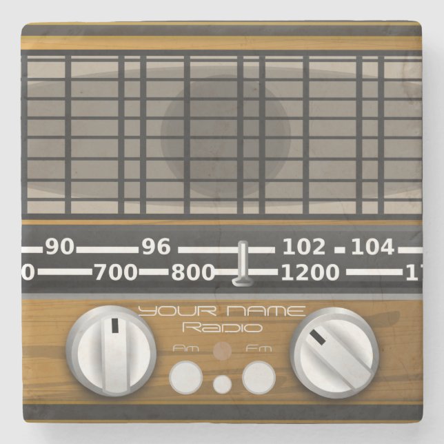 Dessous-de-verre En Pierre Votre nom Radio disque personnalisé Jockey (Devant)