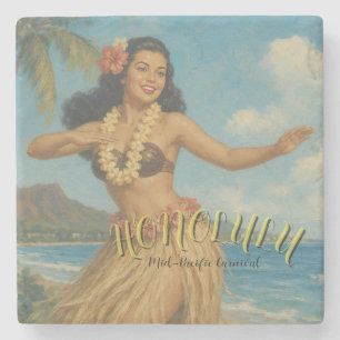 Dessous-de-verre En Pierre Voyage à Hawaï de style vintage