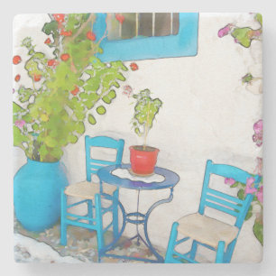 Dessous-de-verre En Pierre Vue de rue aquarelle