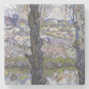 Dessous-de-verre En Pierre Vue de Van Gogh sur Arles Verger en Fleurs Art