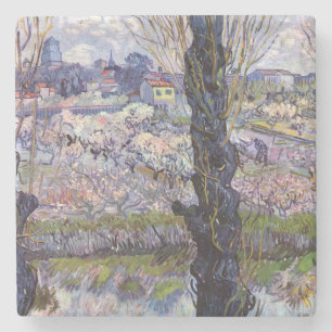 Dessous-de-verre En Pierre Vue de Van Gogh sur les vergers en fleurs d'Arles