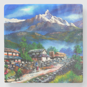 Dessous-de-verre En Pierre Vue Panoramique De L'Everest Mountain Nepal