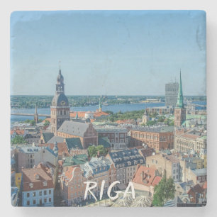 Dessous-de-verre En Pierre Vue sur le centre ville de Riga d'en haut