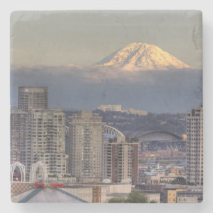 Dessous-de-verre En Pierre WA, Seattle, Mount Rainier de Kerry Park