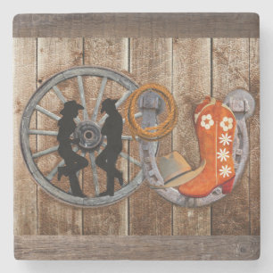 Dessous-de-verre En Pierre Wagon Wheel Western Cowboy