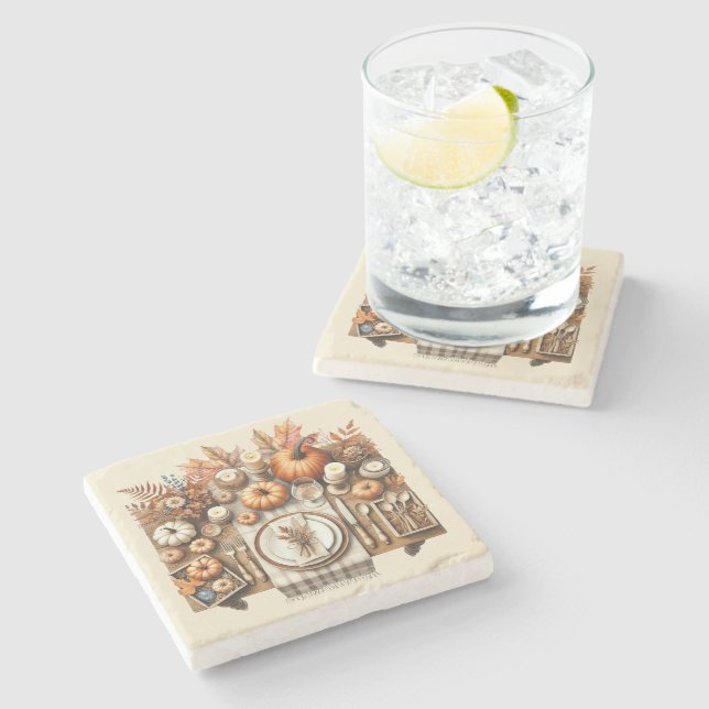 Dessous-de-verre En Pierre Warm Red and Orange Farmhouse Thanksgiving (Côté)