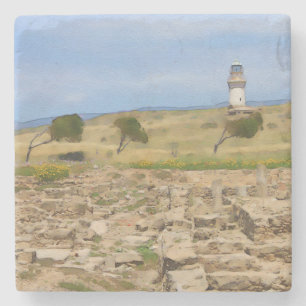 Dessous-de-verre En Pierre Watercolor lighthouse