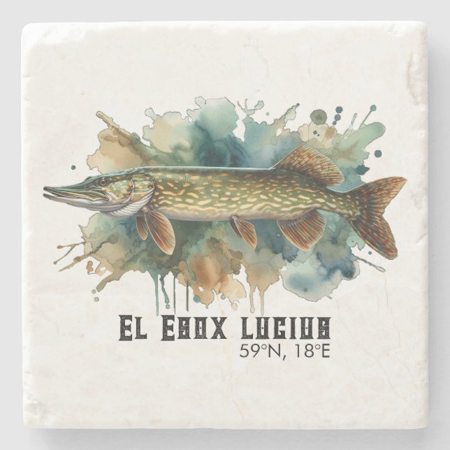 Dessous-de-verre En Pierre Watercolor Series: Pike (Devant)