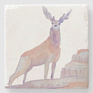 Dessous-de-verre En Pierre Watercolor Wildlife Red Deer