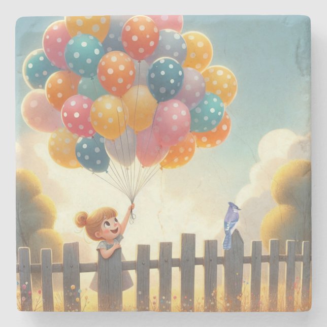 Dessous-de-verre En Pierre Whimsical/mignon ballon art (Devant)