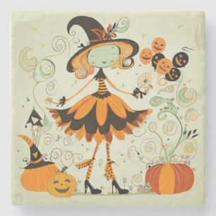 Dessous-de-verre En Pierre whimsical/sorcière/citrouille/chute