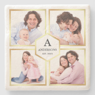 Dessous-de-verre En Pierre White and Gold 4 Photos Family Photo Collage