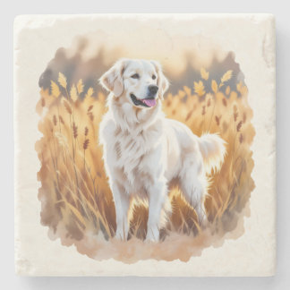 Dessous-de-verre En Pierre White Golden Retriever Dog