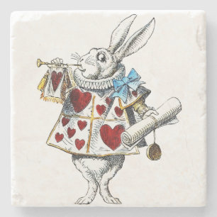 Dessous-de-verre En Pierre White Rabbit Alice Wonderland Hearts