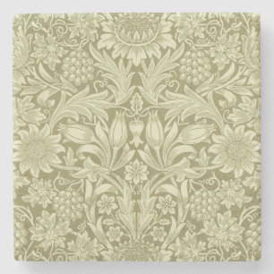 Dessous-de-verre En Pierre William Morris Fleur verte tournesol