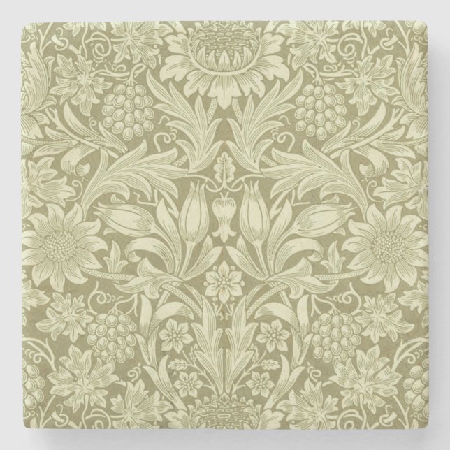 Dessous-de-verre En Pierre William Morris Fleur verte tournesol (Devant)
