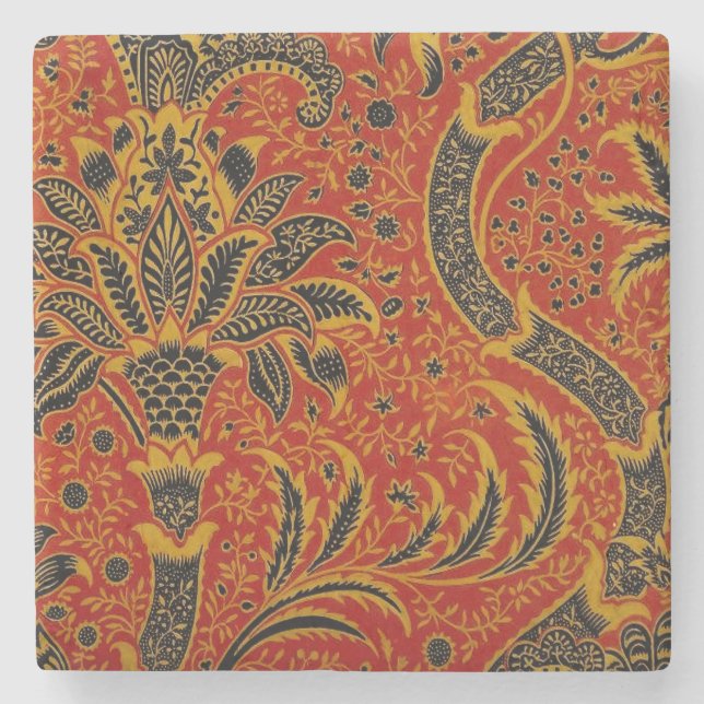 Dessous-de-verre En Pierre William Morris India Rouge Floral Vintage Classiqu (Devant)