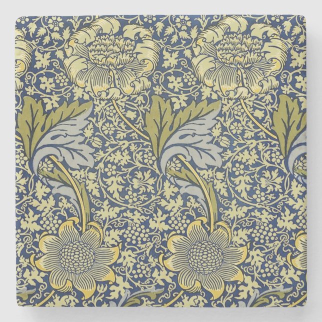 Dessous-de-verre En Pierre William Morris Kennet Fond d'écran Floral Bleu (Devant)