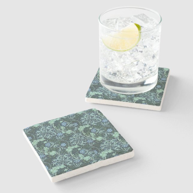 Dessous-de-verre En Pierre William Morris Motif d'algues (Côté)