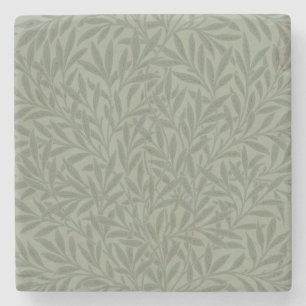 Dessous-de-verre En Pierre William Morris Motif Saule Antique Vert Sauge