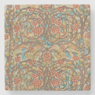 Dessous-de-verre En Pierre William Morris Style Cottagecore Écureuil Floral